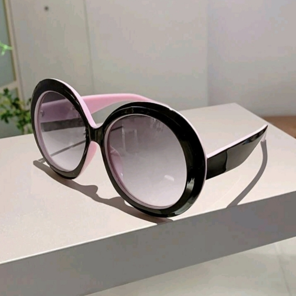 NEW Black and Pink Oversize Round Fashion Sunglasses